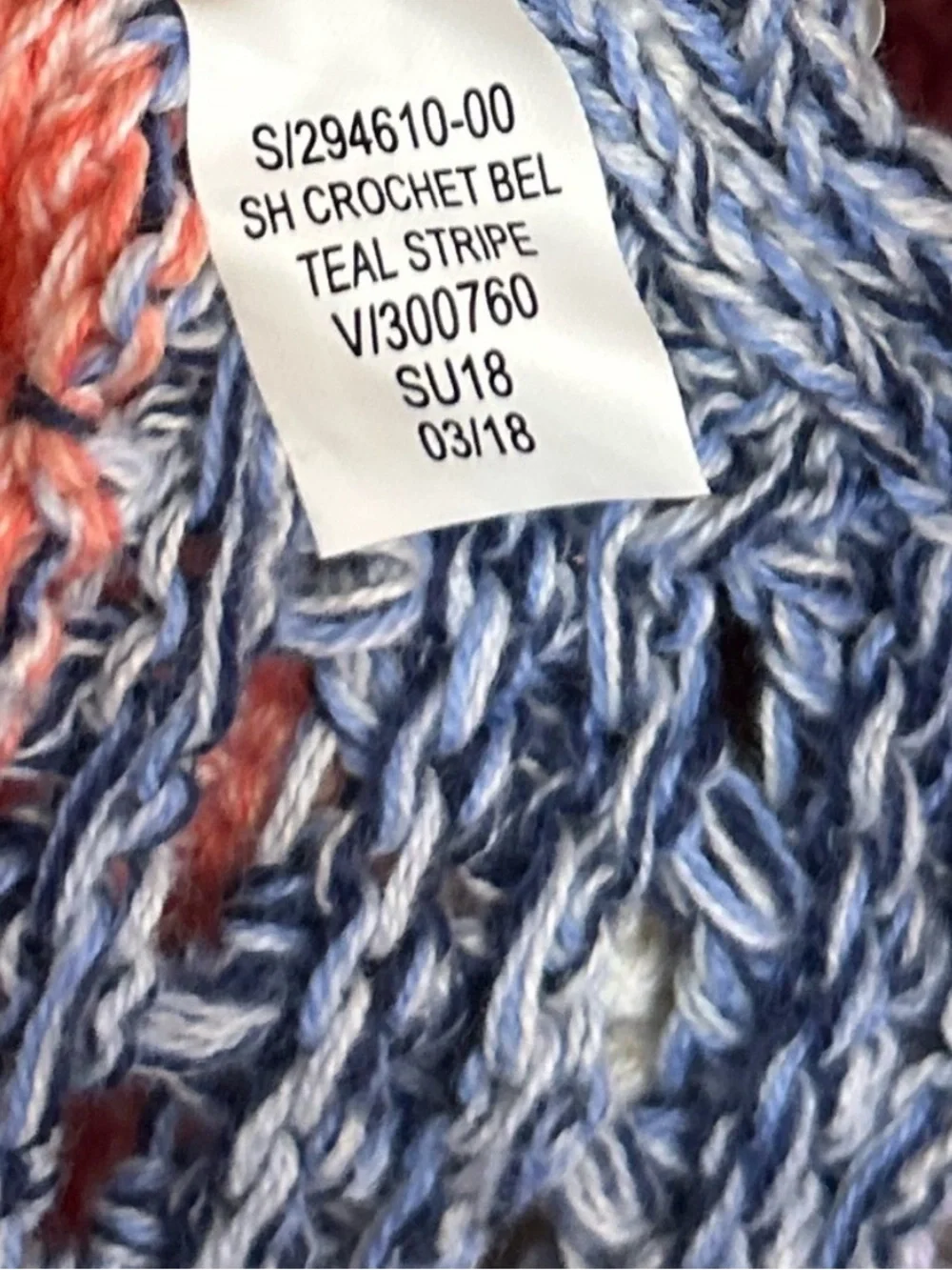 GAP Multi Color Long Bell Sleeve Crochet Pullover Cotton Colorful Sweater Small